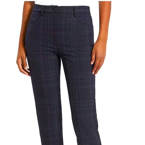 Theory Navy Check Plaid Dover Capri Cropped Trouser Pant size 4 - Picture 1 of 9